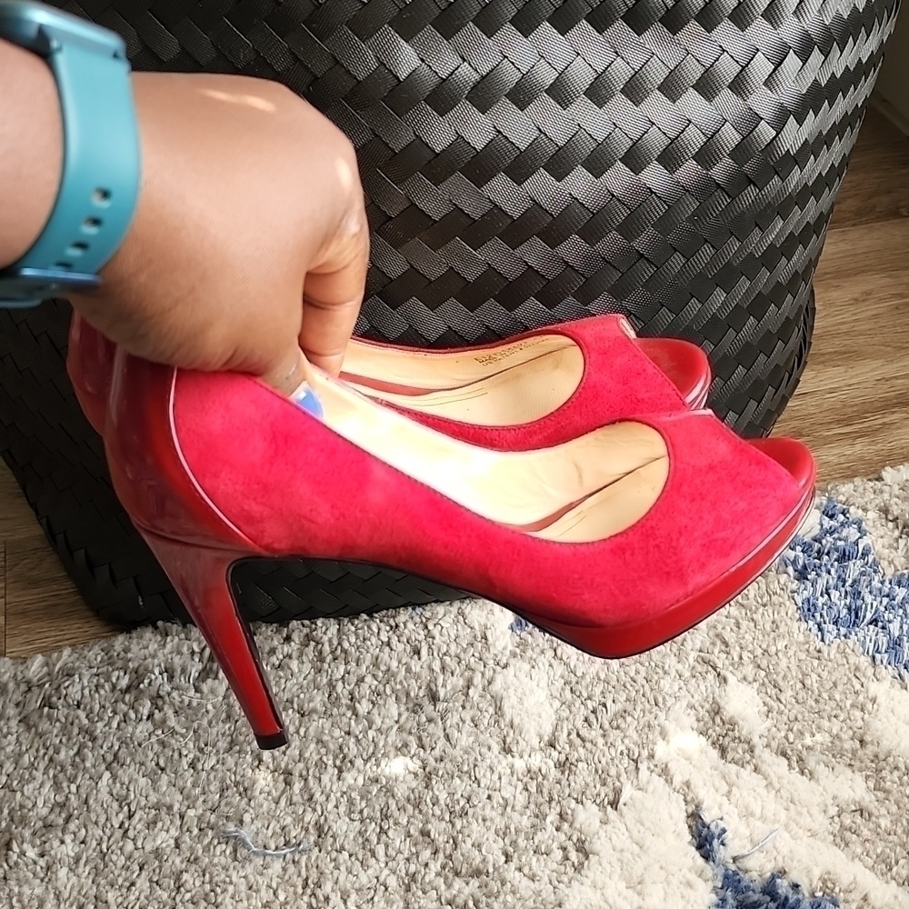 Cole Haan peep toe red heels Office Siren Corpcore